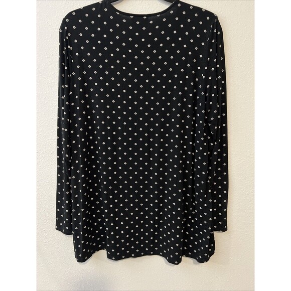 J Jill Wearever Top Women Medium Black Long Sleeve Daisy Slinky Keyhole‎ Pleated - Picture 9 of 12